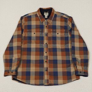 LL Bean Flannel Lined Hurricane Shirt Mens Large Multicolor Traditional Fit
